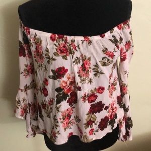 Floral off-the-shoulder crop top, M